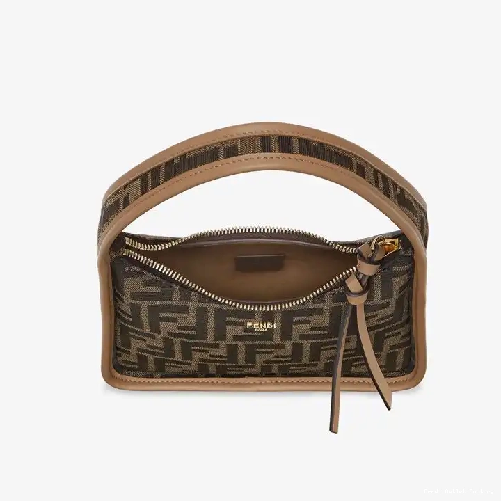 Affordable HOT FF In Mini Fendi Motif Fabric Brown Bag Fendessence 0421